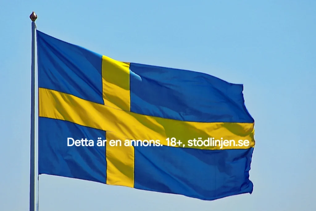 svensk flagga med annonsmärkning